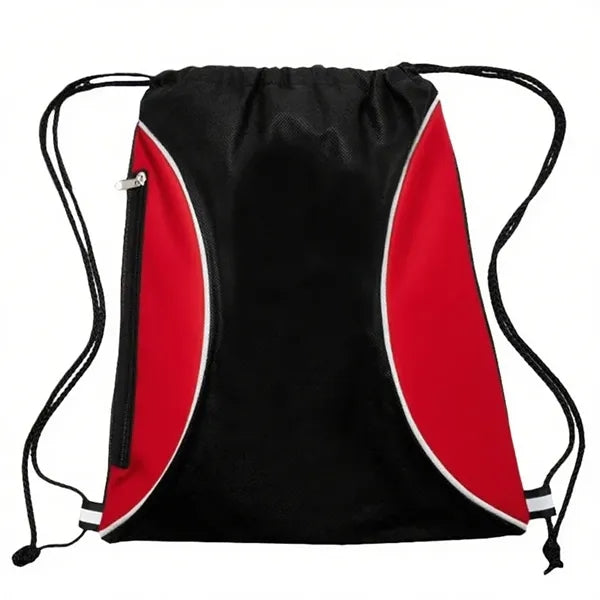 Two Color Mesh Drawstring Side Zipper Backpack
