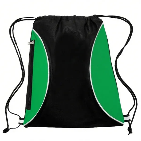 Two Color Mesh Drawstring Side Zipper Backpack