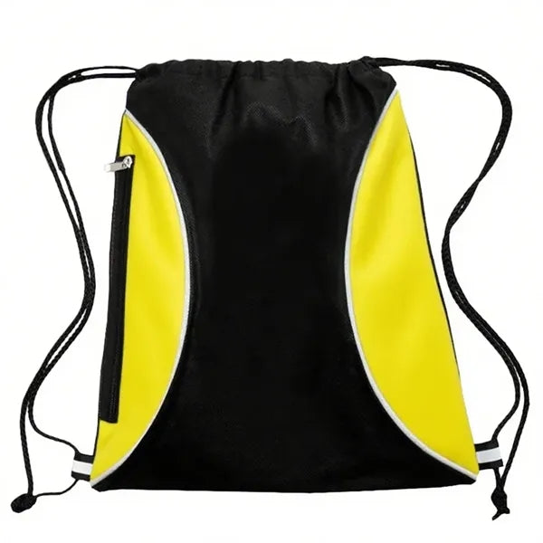 Two Color Mesh Drawstring Side Zipper Backpack