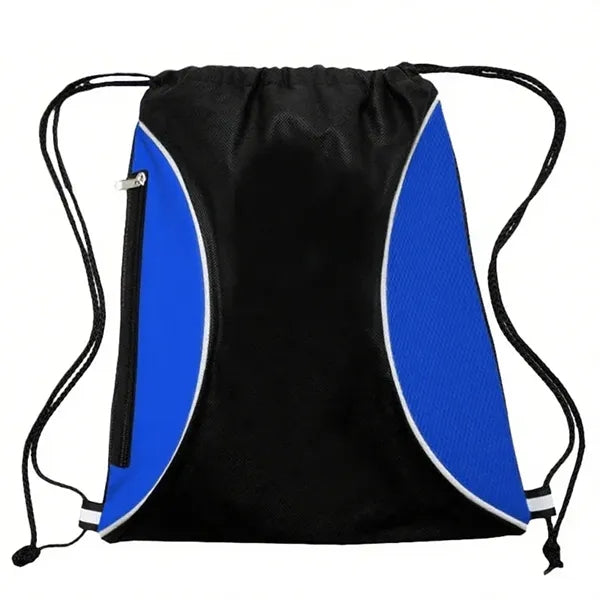 Two Color Mesh Drawstring Side Zipper Backpack