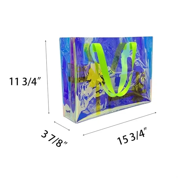 Holographic PVC Tote Bag with Color Handles