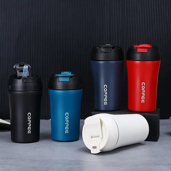 13oz Stainless Steel Insulated Travel Mug Straw Lid Tumbler