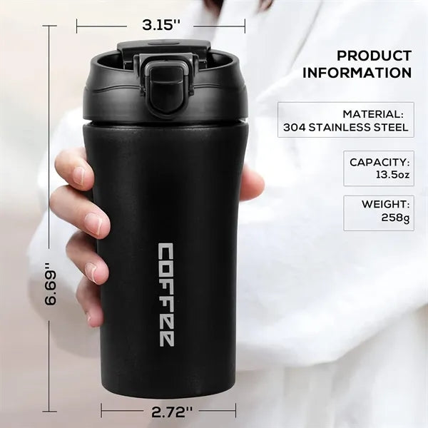 13oz Stainless Steel Insulated Travel Mug Straw Lid Tumbler