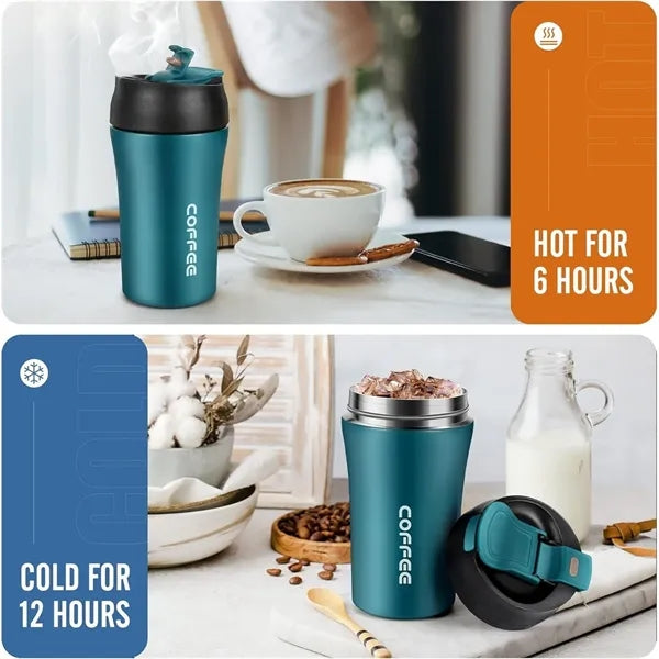 13oz Stainless Steel Insulated Travel Mug Straw Lid Tumbler