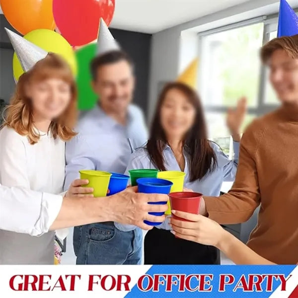 7oz Disposable Plastic Party Cups In Assorted Colors