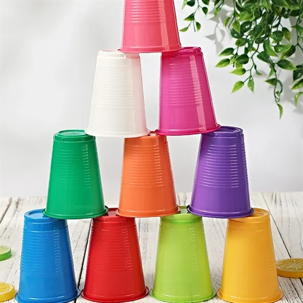 7oz Disposable Plastic Party Cups In Assorted Colors