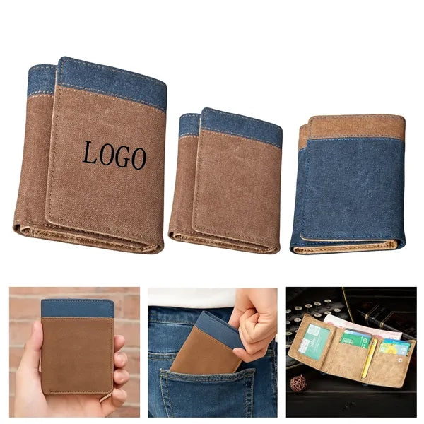 Canvas Tri Fold Wallet For Men