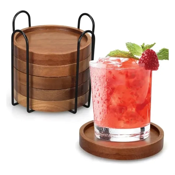 Wooden Coasters with Holder Coffee Table Decor