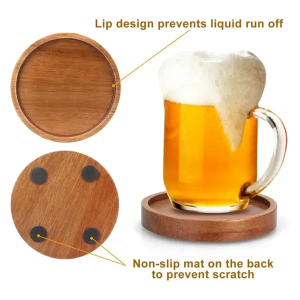 Wooden Coasters with Holder Coffee Table Decor