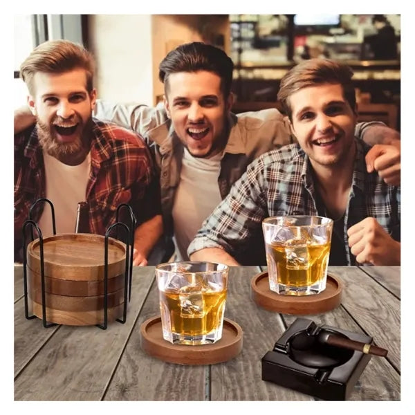 Wooden Coasters with Holder Coffee Table Decor