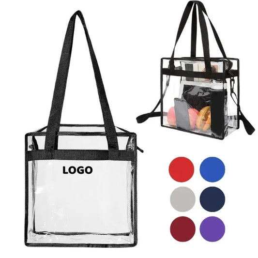 Clear PVC Tote Bag with Dual Handles and Shoulder Strap