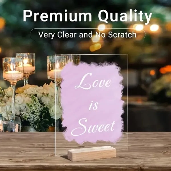 Acrylic QR Code Sign with wood stand