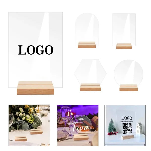 Acrylic QR Code Sign with wood stand