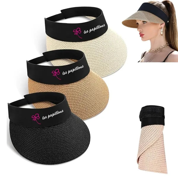 Women Straw Sun Visor ,Beach Hat