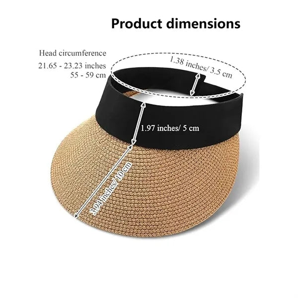Women Straw Sun Visor ,Beach Hat