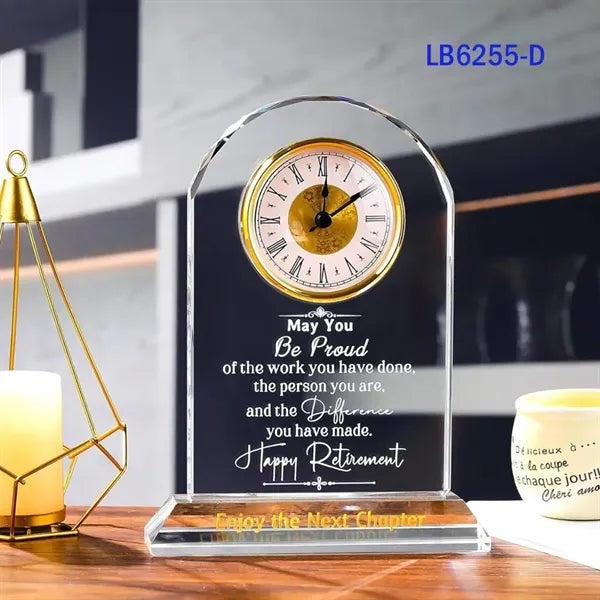 Quartz CRYSTAL CLOCK AWARD for Retirement Gifts