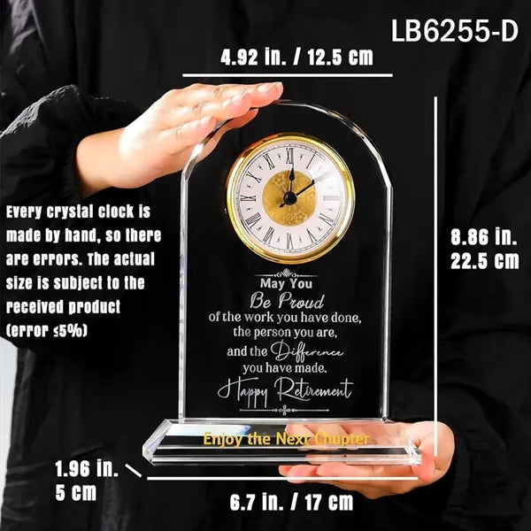Quartz CRYSTAL CLOCK AWARD for Retirement Gifts