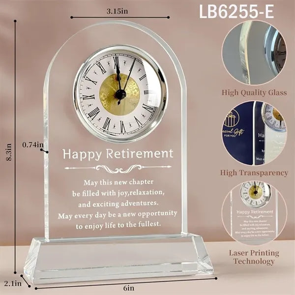 Quartz CRYSTAL CLOCK AWARD for Retirement Gifts