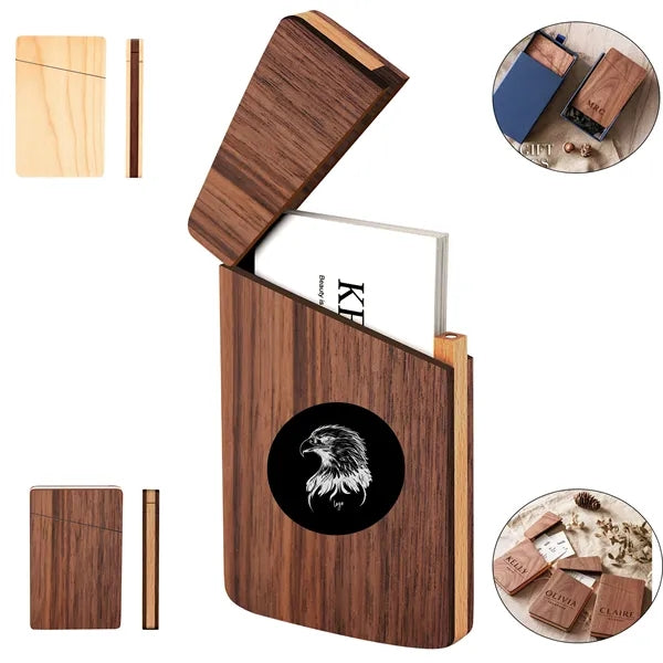 Portable Wooden Business Card Box