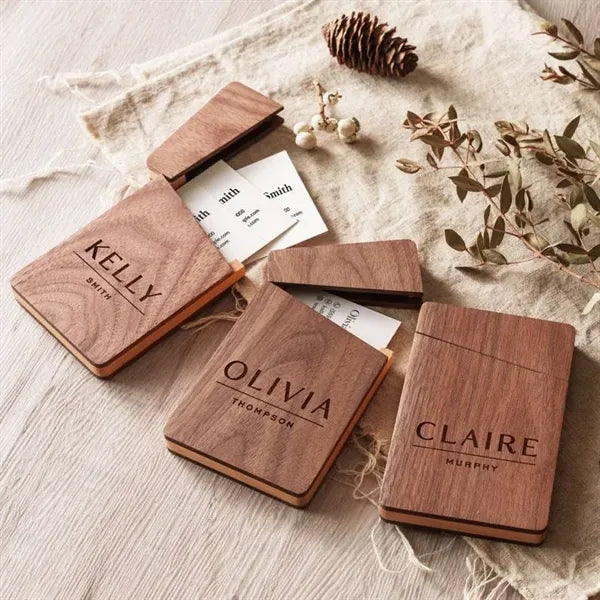 Portable Wooden Business Card Box