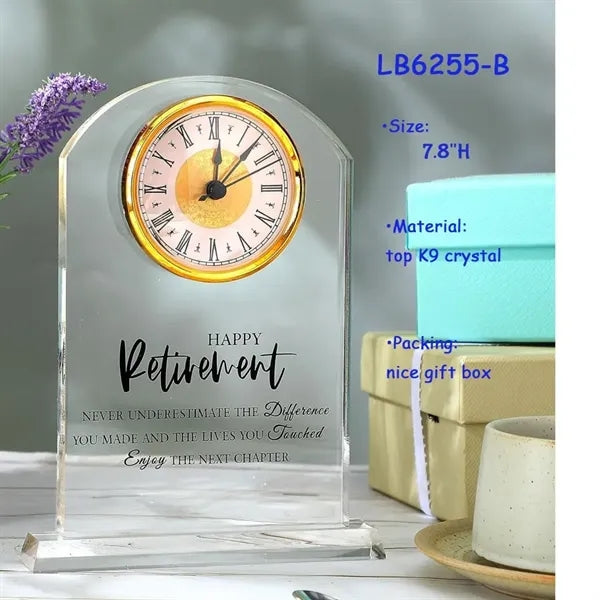 Quartz CRYSTAL CLOCK AWARD for Retirement Gifts