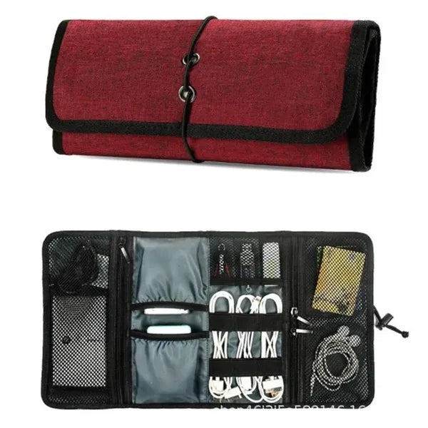 Portable Electronics Organizer Travel Cable Bag