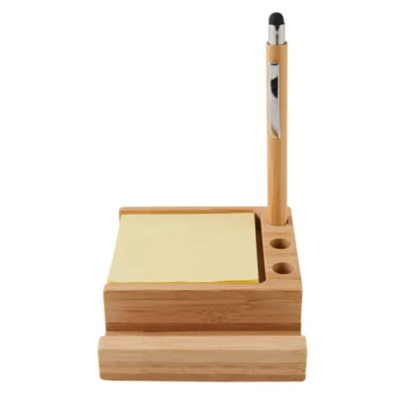 Bamboo Multi-Functional Sticky Notes Desk Organizer