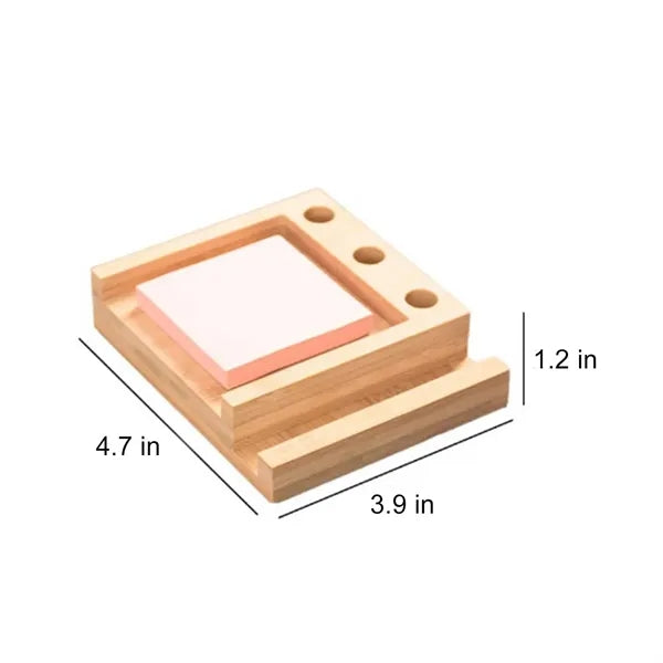 Bamboo Multi-Functional Sticky Notes Desk Organizer