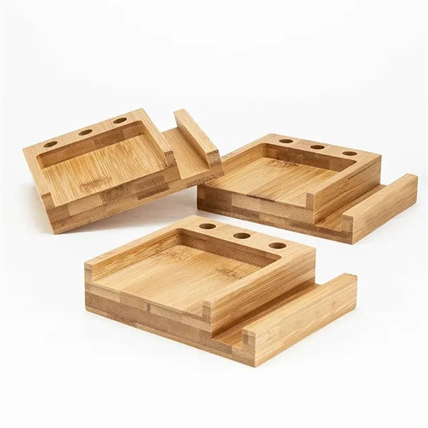 Bamboo Multi-Functional Sticky Notes Desk Organizer