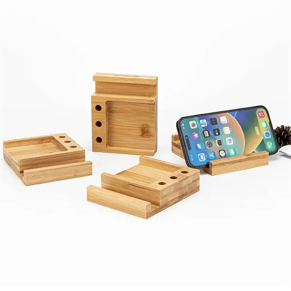 Bamboo Multi-Functional Sticky Notes Desk Organizer