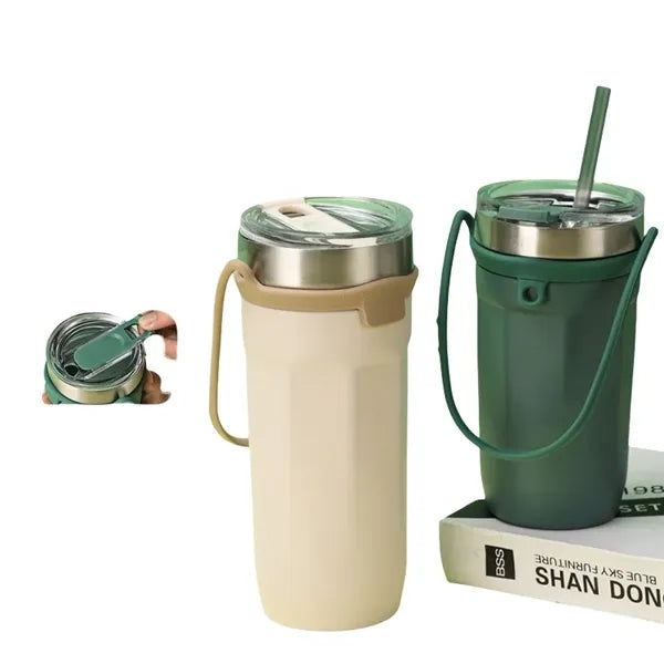 19/24 oz Stainless Steel Tumbler with Handle & Slider Lid