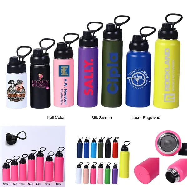 12/16/18/22/24/32/40 oz Wide Mouth Sports Loop Cap Bottle