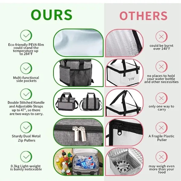 Oxford Insulated Cooler Lunch Bag For Outdoor Travel Picnic