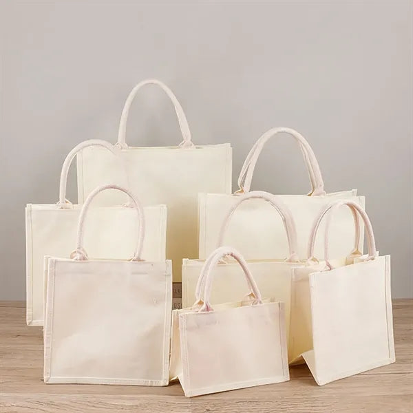 Burlap Film Covered Canvas Tote Bag