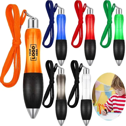 Thick Barrel Ballpoint Pen With Lanyard