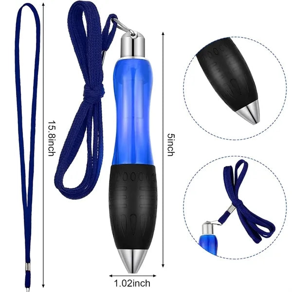 Thick Barrel Ballpoint Pen With Lanyard