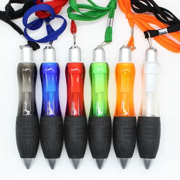 Thick Barrel Ballpoint Pen With Lanyard