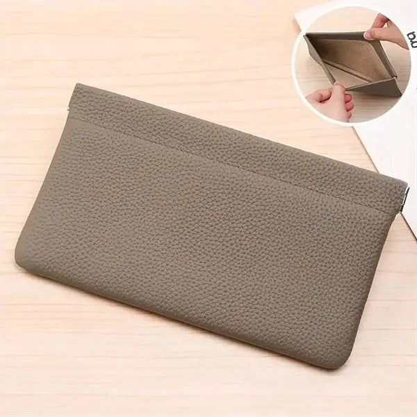 Portable PU Leather Wallet with Automatic Closure