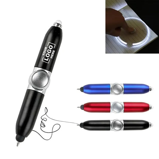 4-In-1 Spinner Stylus Ballpoint Pen With LED Light