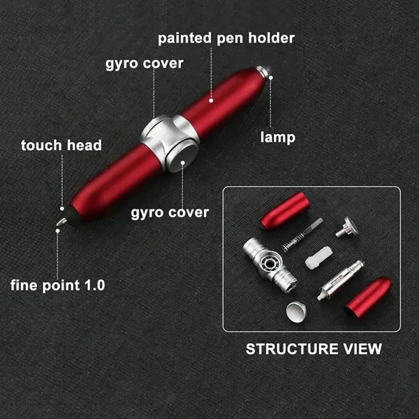 4-In-1 Spinner Stylus Ballpoint Pen With LED Light