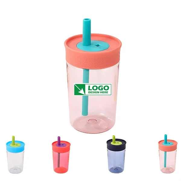 15OZ Plastic Tumbler with Spill Resistant Flexible Straw