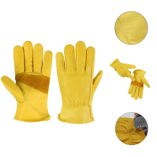 Yellow Cowhide Leather Work Gloves