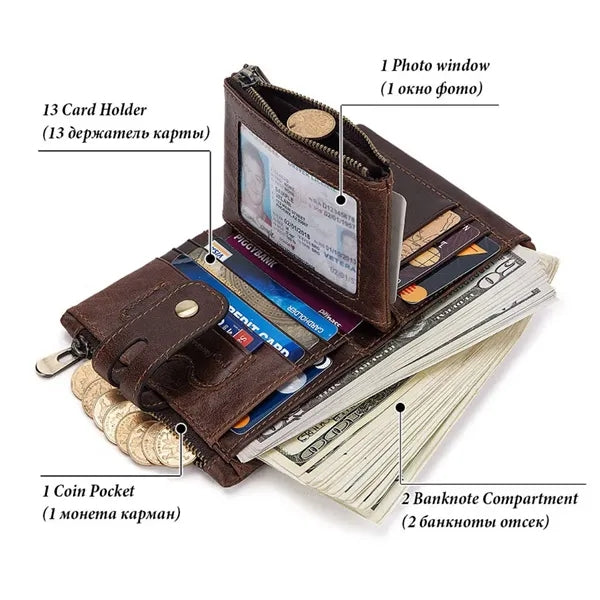 Large Capacity Genuine Leather Wallets with Pocket