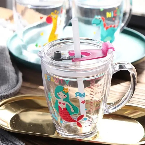 10 Oz Tumbler Milk Cup with Lid & Silicone Straw Handle