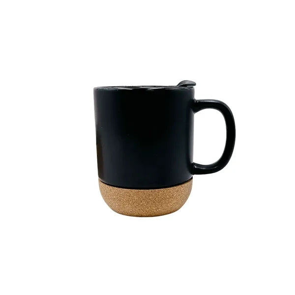 Ceramic Coffee Mug with Cork Bottom and Spill Proof Lid