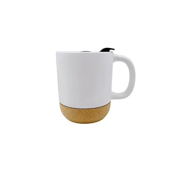 Ceramic Coffee Mug with Cork Bottom and Spill Proof Lid