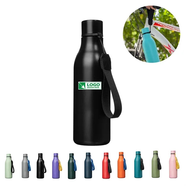 18 oz Stainless Steel Metal Water Bottle with Strap