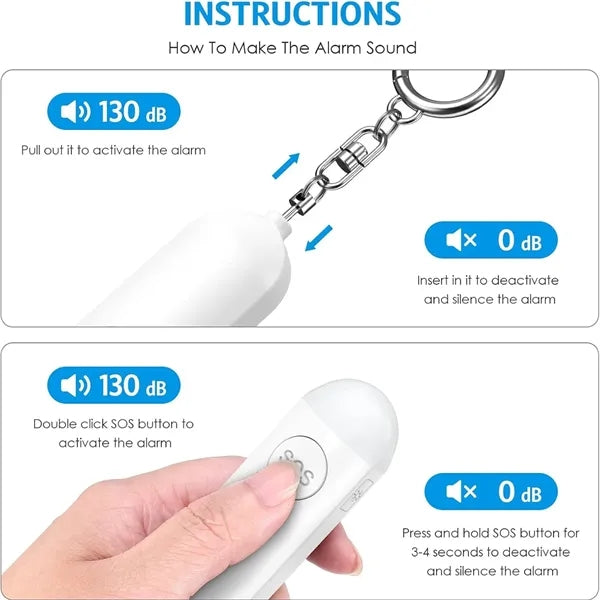 Personal Safety Alarm Keychain with LED Light