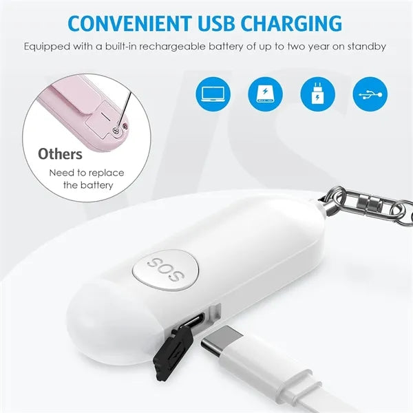 Personal Safety Alarm Keychain with LED Light