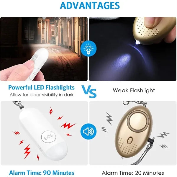 Personal Safety Alarm Keychain with LED Light